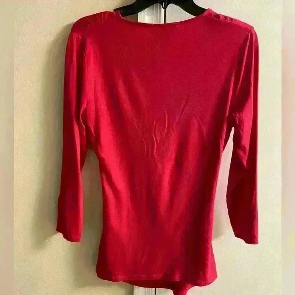 Boden faux Wrap Blouse 3/4 sleeves pink sideways style Sz 10 - Picture 3 of 6